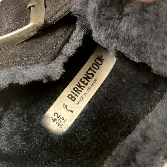 NWOT Birkenstock Boston Midnight Navy Blue Shearling Suede Leather Slip On Clogs - Picture 6 of 7